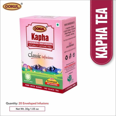 GOKUL Kapha Herbal Tea – Ayurvedic Blend for Immunity, Detox & Cold Relief Ginger, Cinnamon, Black Pepper, Cardamom, Cloves Herbal Tea Bags Box(3 x 20 Bags)