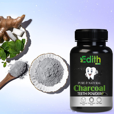 Edith Coconut Shell Charcoal Teeth Whitening Powder Remove Bad Breath and Clean Teeth(80 g)