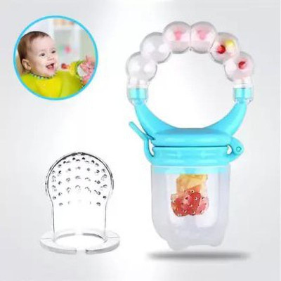 Chicbunny baby silicone pacifier FRUIT FEEDER Teether (BLUE) Teether and Feeder(Blue)