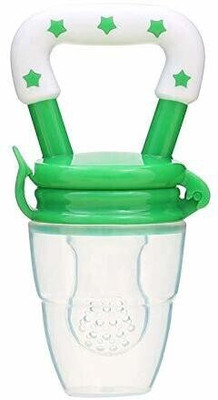smilykid Nibbler, Soother for Babies | Pacifier for New Born Baby | Silicone Fruit and J Teether and Feeder(Green)