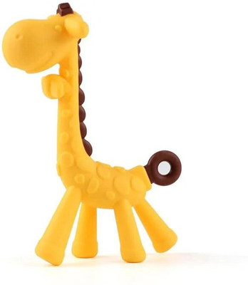 WOWCO Baby Silicone Giraffe Shape Teether | Baby Silcone Teether Teether(Yellow)