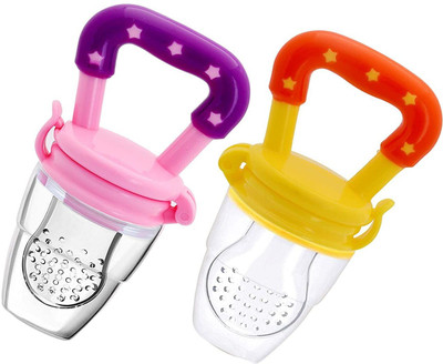 AEREX Silicone Nibbler Soother Fruit Feeder for Baby Nipple Pacifier (Pack of 2) Teether and Feeder(Multicolor)