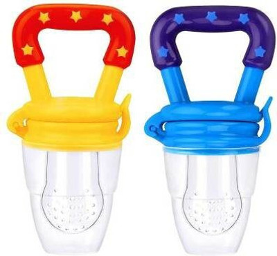 K3NTERPRISES Baby fruit Feeder/BPA Free/Food Feeder/Silicone Food Nibbler/ Feeder (Multiple) Teether and Feeder(Yellow & Blue)