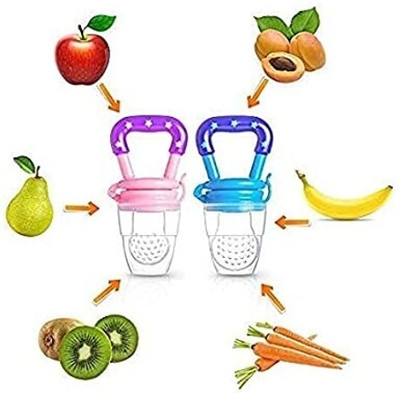 Wuxxa Baby BPA Free Silicon Teether for Food Feeding Teether and Feeder(Pink1, Blue)
