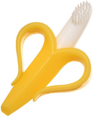 SuperDaze Baby Banana Training Toothbrush & BPA Free Teether(Yellow)