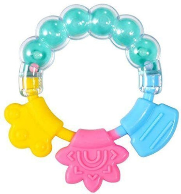 SuperDaze BPA Free Silicone Teether with Rattle Handle Teether(Multicolor)