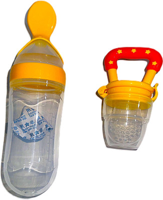 MSNL NEW BORN BABY FEEDER SPOON BOTTLE WITH NIBBLER SET-2 SILICON BABY BOTTLW Feeder(Multicolor, Blue)