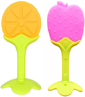 MOMNIKIDS Teether Fruit Shape Teether For 6 to 12 Months Baby ( Pack of 2 ) Teether(Multicolor)