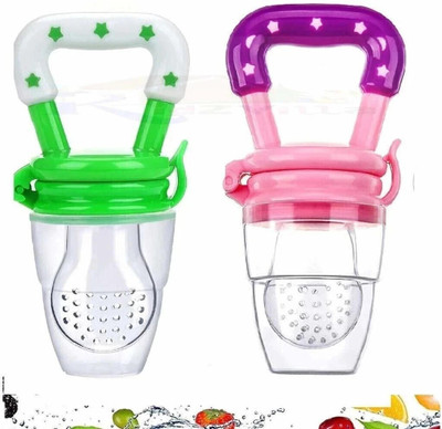 Ssanvi Baby Fruit Food Feeder Teether and Feeder(Star teether Green & Pink)