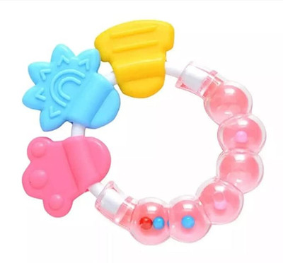 kelson BPA Free Silicone Teether with Rattle Handle Teether(Assorted)
