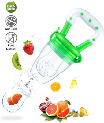 Stakipo Food/Fruit Nibbler with Extra Mesh, Soft Pacifier/Feeder, Teether For Baby Feeder(Green)