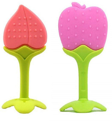 Chicbunny Silicone Fruit Shape 2 Piece Of Teething Soft Sensory / Pacifier Teether(Multicolor)