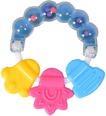 TINISHKA Baby Products Silicon Textured Teether Rattle Toy for Babies pack of 1 Teether and Feeder(Multicolor)