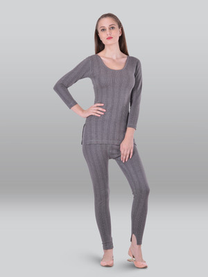 LUX INFERNO Round Neck Long Top & Trouser Set Women Top - Pyjama Set Thermal