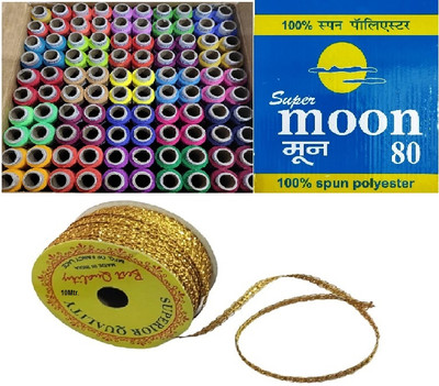 HouseOfCommon Thread Combo - 100 Multicolor Thread box and Beautiful lace reell Sewing Kit