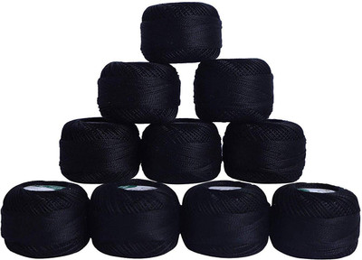 Jully 10 Pieces Crochet Cotton Balls Crochet Thread Balls Size 8 Pearl (Black) Thread(85 m Pack of10)