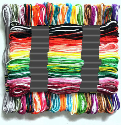 ZOOHI 50 Pcs Double Shade Each Color 2 Pcs Cotton Embroidery Skeins Sewing Kit Combo Thread(7.5 m Pack of50)