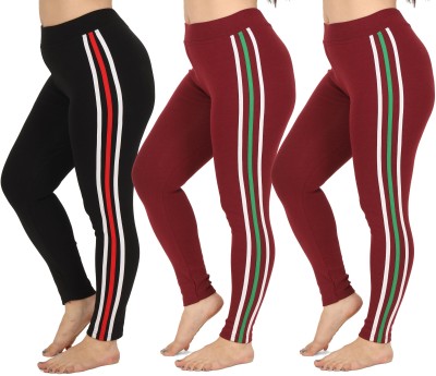 YUALIN CREATION Maroon Jegging(Striped)