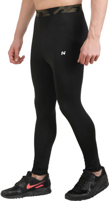 NINQ Self Design Men Black Tights