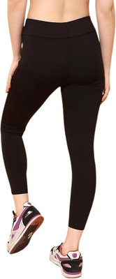 FEEL TIME Self Design Women Black Tights