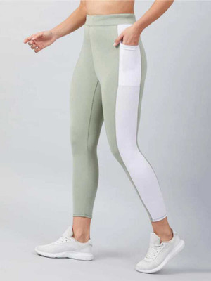Koolest Fashion Color Block Women Green Tights