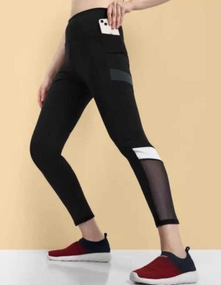 Coolest Fashion Hub Color Block Women Black, White Tights