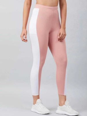 Koolest Fashion Color Block Women White, Pink Tights