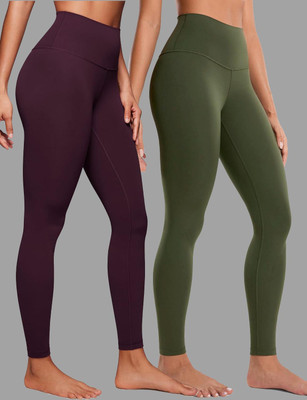 TIGERSNAKE Printed Women Maroon, Green Tights