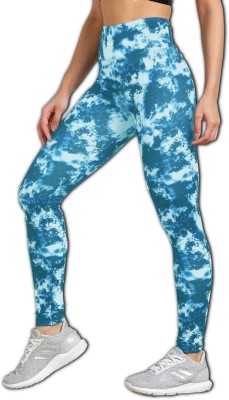 HOOQLOCK Geometric Print Women Light Blue Tights