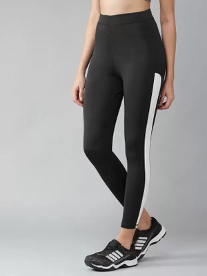 KGN HUB Color Block Women Black Tights