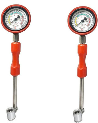 SI Analog Tire Pressure Gauge Air Pressure Rod Gauge With Air Pump Nozzle Inflatable Dual Head Chuck(200 PSI)