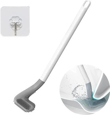 Iba Golf Shape Silicon Toilet Brush with Slim No-Slip Long Handle with Holder(Multicolor)