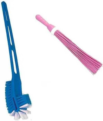 REBAREE Home Cleaning Set Plastic Kharata Toilet Brush Broom SET 01(Multicolor)