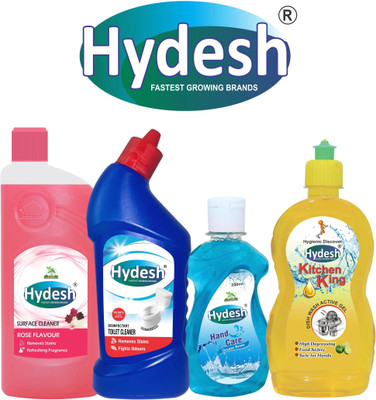 Hydesh Cleaning Combo Set Floor Cleaner, Toilet Cleaner, Dish Wash, Hand Wash Liquid Toilet Cleaner(4 x 0.44 L)