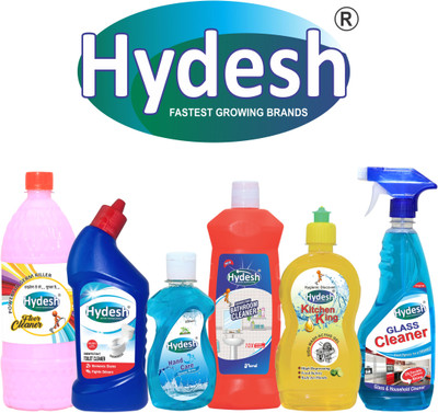 Hydesh Glass & Floor Cleaner, Bathroom Cleaner, Dish Wash, Hand Wash, Toilet Cleaner Regular Liquid Toilet Cleaner(6 x 0.54 L)