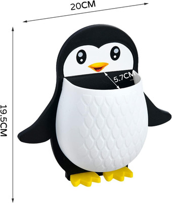 Cartburg Multipurpose Wall Mounted Penguin Design Holder Self Adhesive x1.73 Plastic Toothbrush Holder(Multicolor, Wall Mount)