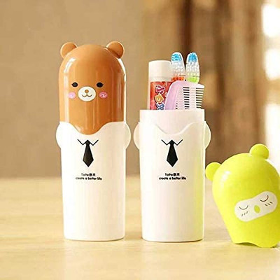 NSUSU Children Cute Cartoon Camping Portable Toothbrush Case Holder 1 Plastic Toothbrush Holder(Multicolor, Wall Mount)
