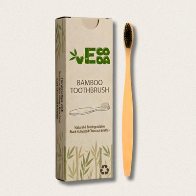 ECO VEDA Bamboo Toothbrush with Charcoal Infused Ultra Soft Bristles Ultra Soft Toothbrush