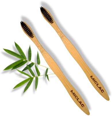 MICLAC Antibacterial Soft Bristle Bamboo Toothbrush - Pack of 2 Ultra Soft Toothbrush(Pack of 2)