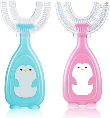 Magic Pebbles Baby U Shape Silicone Tooth Brush Soft Elastic Bristles For Complete 360 Degree Ultra Soft Toothbrush(Pack of 2)
