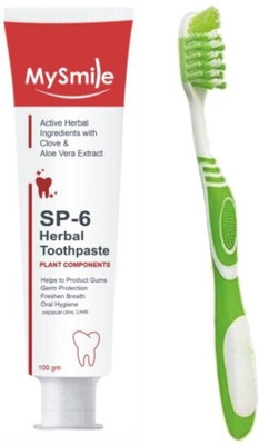 SMIETRZ Sp6 Herbal Toothpaste & Brush Toothpaste(100 g, Pack of 2)