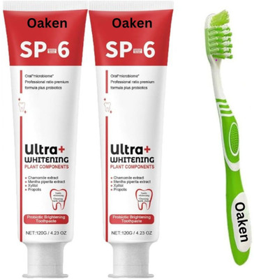 Oaken SP 6 Advanced Whitening & Protection Toothpaste with Brush for White Teeth Toothpaste(60 g, Pack of 3)