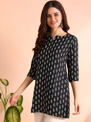 ak fashion mall Women Printed Ethnic Dress Kurta(Black)