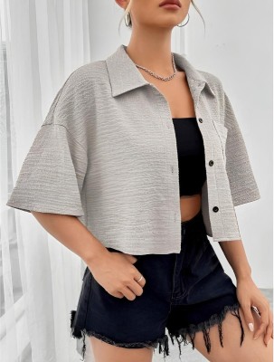 Archi Enterprise Women Solid Casual Grey Shirt