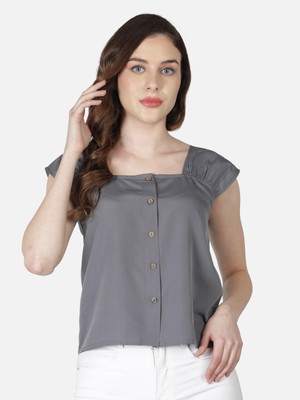 OTIRA Casual Solid Women Grey Top