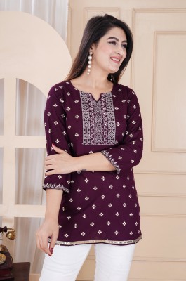 VASTRAKUL Casual Printed Women Maroon, White Top