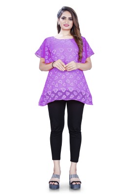 Shalu Fashion Casual Self Design Women Purple Top