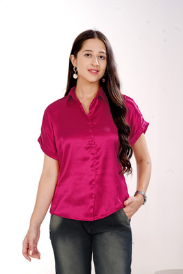 Harshiv Enterprise Casual Solid Women Pink Top