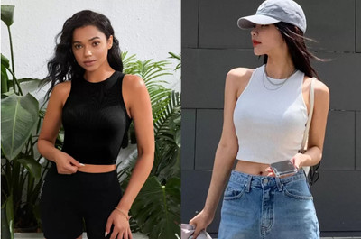 SriSaras Casual Solid Women Black, White Top
