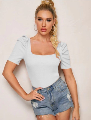 Maheshvi Casual Solid Women White Top